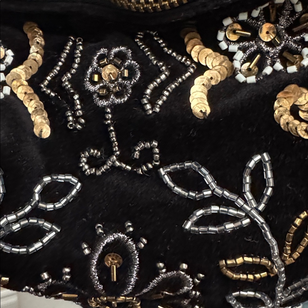 Free People Nashville Nights Beaded Black Velvet Shoulder Bag - Picture 12 of 12